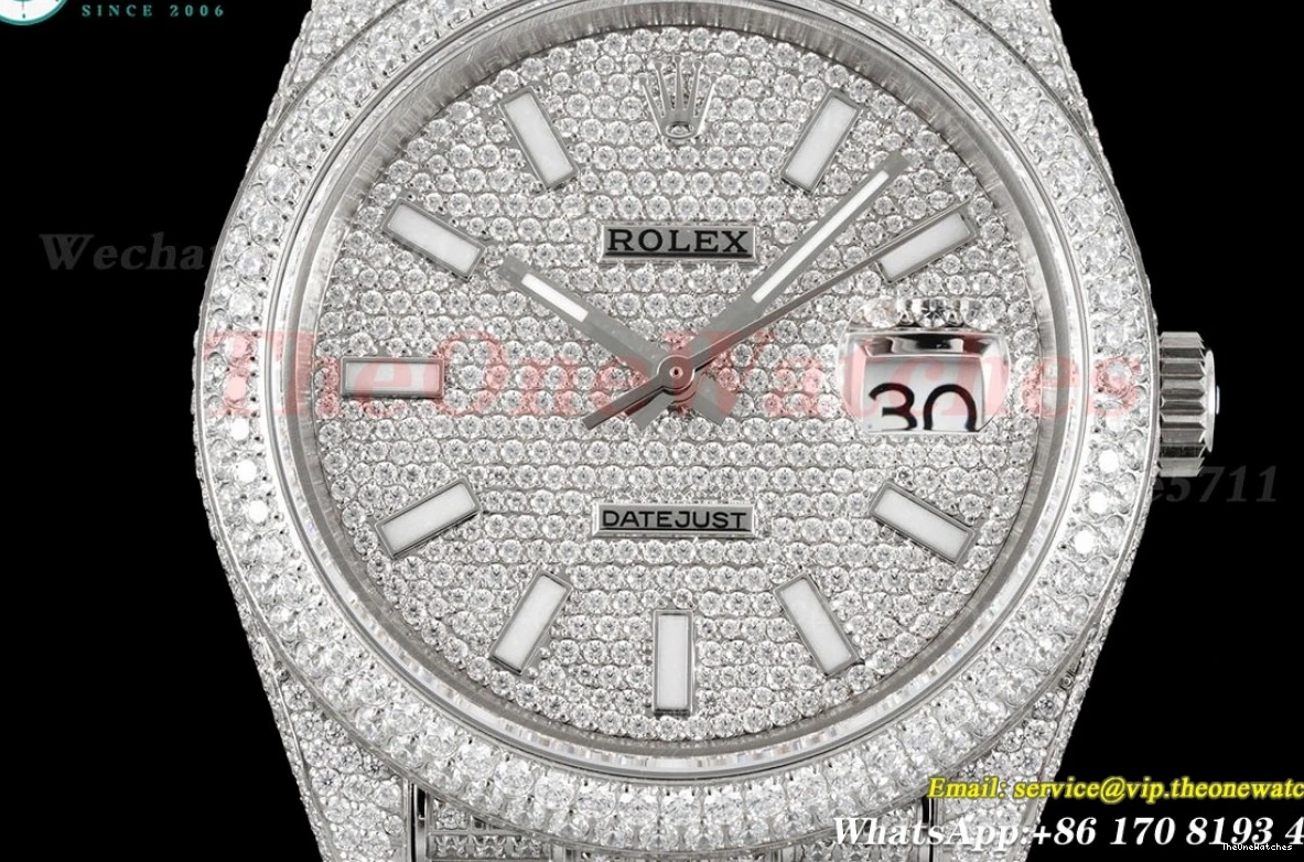 Diamonds A2824 SS GMF Datejust 41mm 904L SS Full Dia Stk 0223
